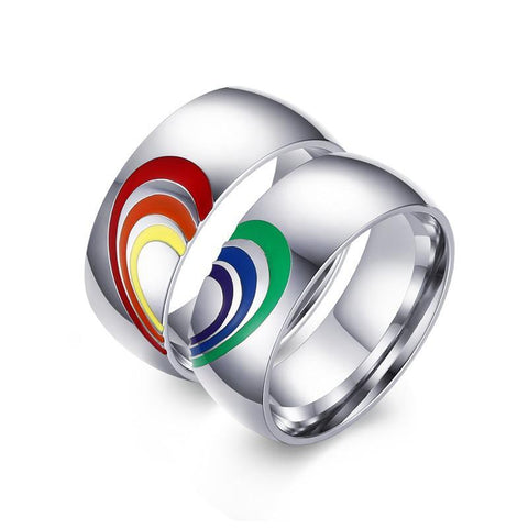 Couple Heart Rainbow Ring